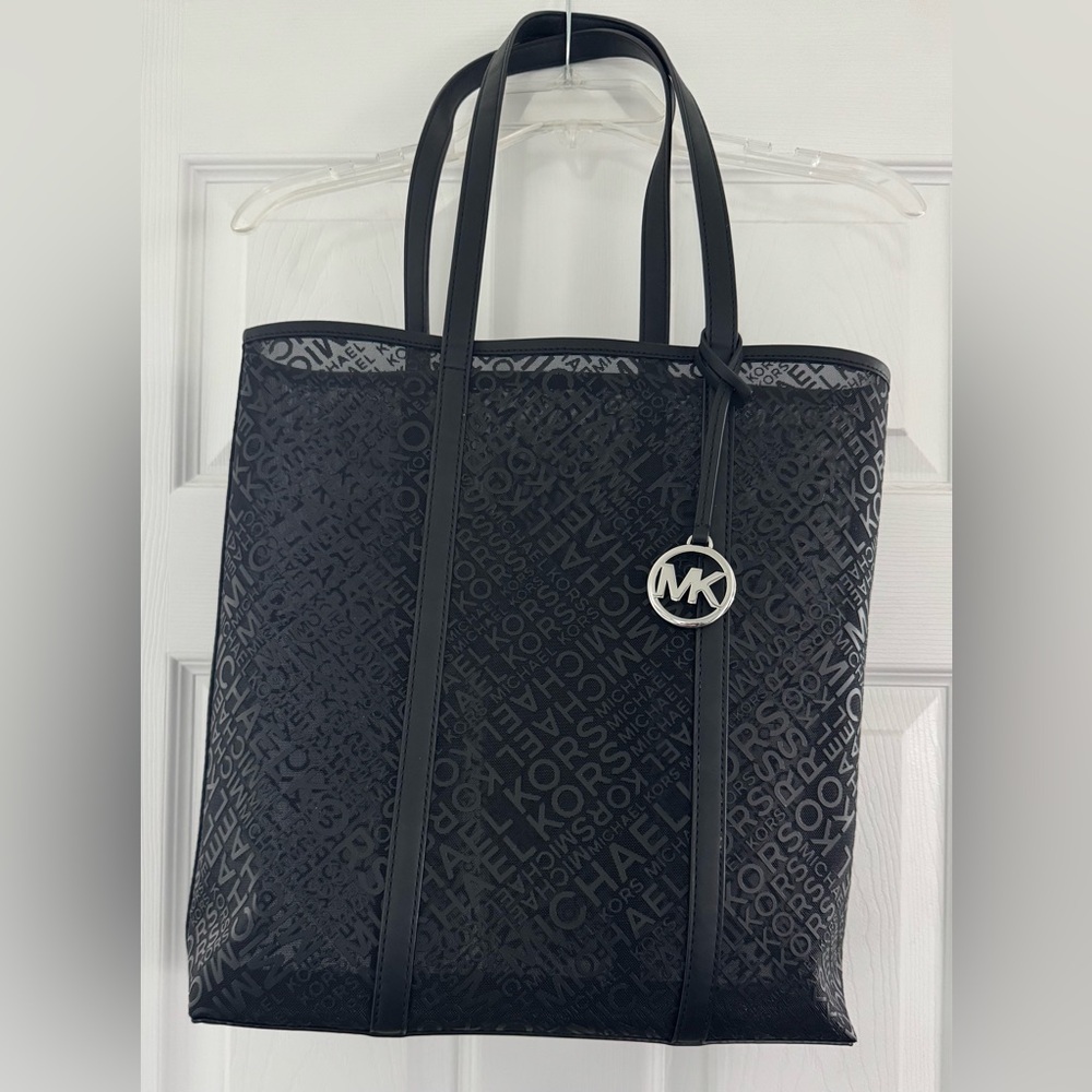 Michael Kors Black Logo Tote with Charm